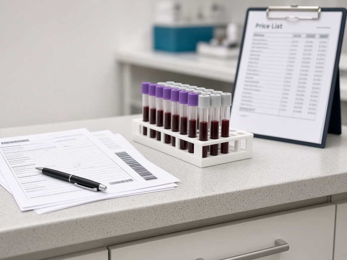 Blood-draw chair and labelled sample tubes at Yarkon Lab Ltd
